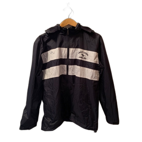 Great Lakes Unsalted NWOTs Navy White Windbreaker Zip Parka/Jacket Size Adult L - Picture 1 of 10